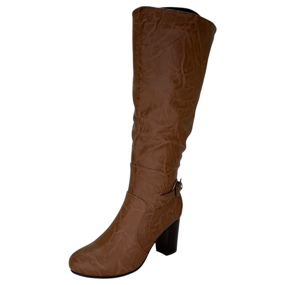 Journee Collection Carver Tan Knee High Wide Calf Womens Boots Size 8.5M - Picture 2 of 12